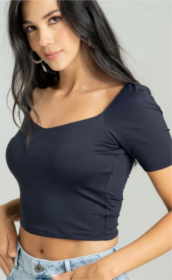 Crop Top Cuello Banedeja Mangas
