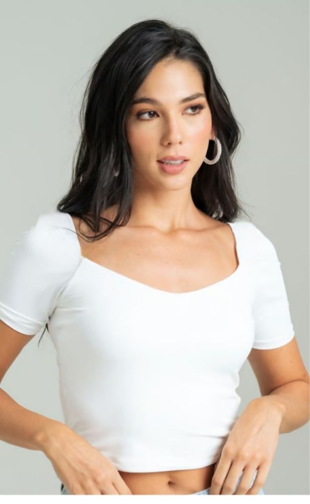 Crop Top Cuello Banedeja Mangas