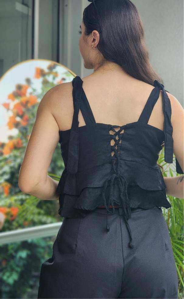 Blusa Lino Boleros Trenza