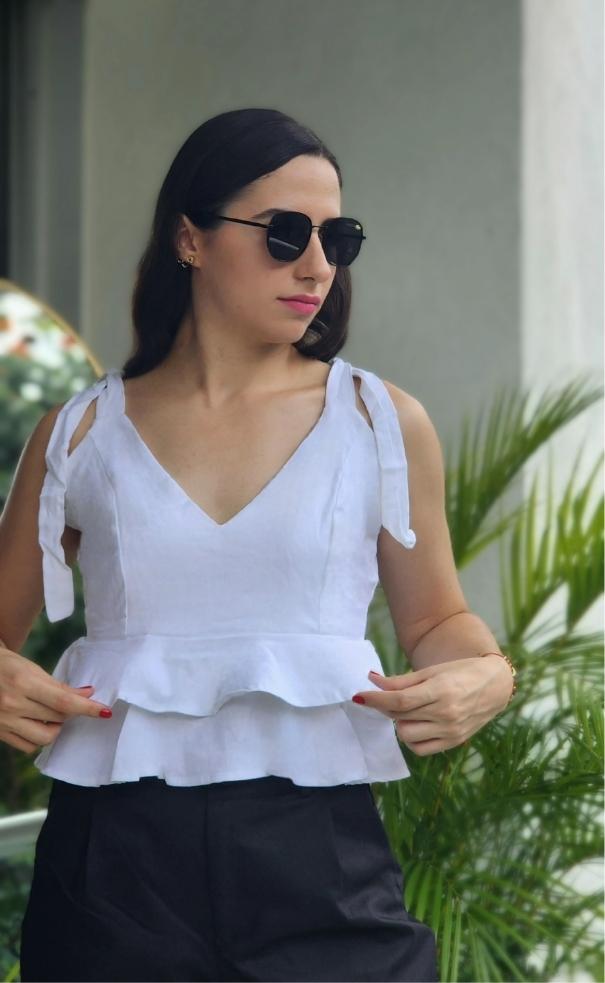 Blusa Lino Boleros Trenza