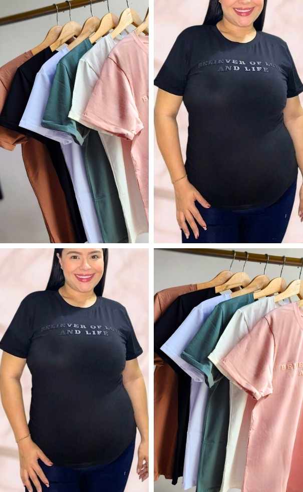 Camiseta Size Plus - Believer - Manga Básica