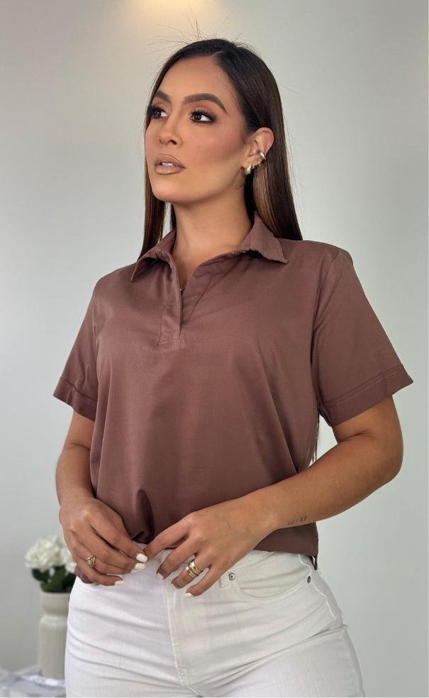 Camisa Manga Corta Cuello V